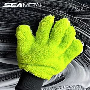 SEAMETAL 5 손가락 세차용 극세사 미트 양면 스크래치 방지 청소 장갑 자동차 액세서리용 먼지 제거