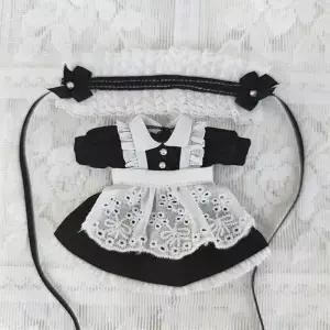 세트 귀여운 레이스 메이드 원피스 앞치마 머리띠 OB 인형 옷 블루 핑크 블랙 Bjd 공주 드레스 액세서리