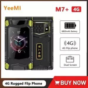 YeeMI M7+ 4G 러기드 피처폰 듀얼심 듀얼스크린 큰 글꼴 노인용 6800mAh 휴대폰 SOS 러시아어 히브리어