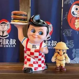 7cm 밥스 빅보이 피규어 동전 상자 모델 인형 클래식 장식 액션 수집품 B보이 햄버거 저금통