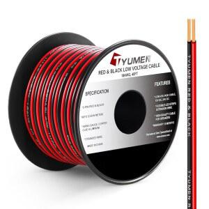 TYUUMEN 40피트 18인치 게이지 2핀 2색 레드 블랙 케이블 후크업 전기선 LED 스트립 연장 코드 12V / 24V DC 케이블 리본 램프 테이프 조명용 18AWG 유연한 와이어