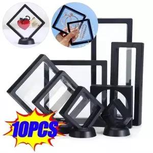 0/PCS 동전 디스플레이 스탠드 7*7cm 블랙 박스 기념 프레임 선물 장식 다기능 표시 홀더