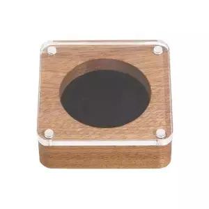 40mm 기념주화 진열 케이스 투명 호두나무 코인 캡슐 실버 보관함 수집가용