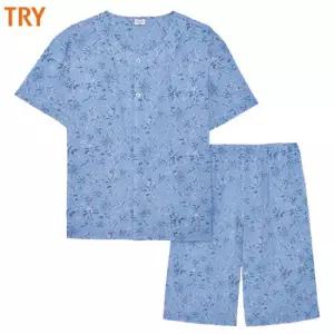 TRY은은한 광택감의 레이온 남반팔파자마상하1세트TMJSK16