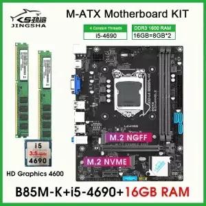 B85 MATX LGA50 키트 마더보드 세트 I5 4690 프로세서 및 6GB 600MHz DDR3 PC 램 메모리 포함 b85 USB 30