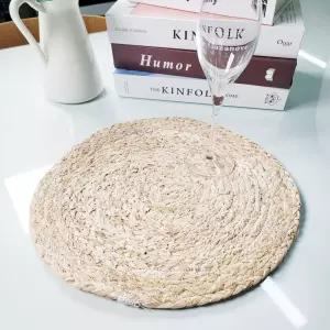 테이블 매트 가정 공예 소품 카페 원형 베이지 라탄