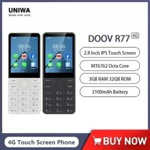카메라 없는 스마트 터치스크린 키패드 휴대폰 안드로이드 히브리어 키보드 DOOV R77 4G 스마트폰 3GB