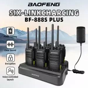 6팩 바오펑 888S 플러스 무전기 UHF PMR446 MHz BF888S 휴대용 6채널 장거리 가용 범위 35km