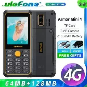 Ulefone Armor Mini 4 견고한 64MB RAM ROM 28 인치 Unisoc T7 2MP 후면 카메라 200mAh 배터리 4G 글로벌