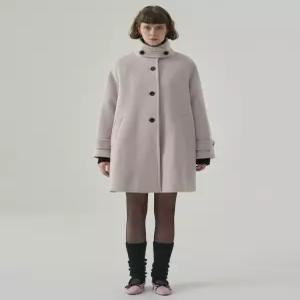 드로우핏 우먼 래빗 앙고라 울 핸드메이드 플레어 하프 코트 [CLOUDY LILAC] 겨
