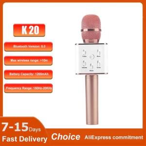 VIKEFON K20 가라오케 마이크 블루투스 무선 매직 사운드 LED 라이트 휴대용 노래 기계 홈 파티 선물용