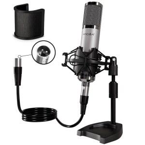 PROAR 스튜디오 마이크, 전문가용 카디오이드 XLR 콘덴서 녹음 마이크 오버 키트, 음악, 노래, 팟캐스트, 보컬 스트리밍을 위한 데스크톱 스탠드 포함