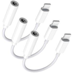 라이트닝에서 3.5MM 헤드폰 잭 어댑터 [애플호환 MFI 인증] 3팩 폰 헤드폰/이어폰 AUX 오디오 동글 14 13 12 11 XS XR X 8 7에 호환 모든 IOS 지원