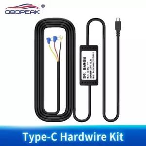 OBDPEAK 12-24V 하드와이어 키트 유니버설 타입-C 5v 3A DVR 버크 라인 차량용 블랙박스 충전기 24시간