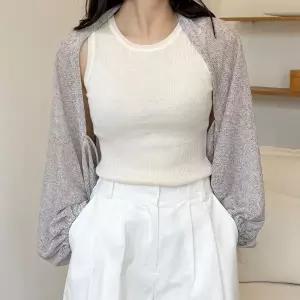 [샵앤] 국산 여성 썸머 린넨 벌룬 레이어드 볼레로 가디건 LL-WCD-5265