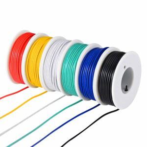 TUOFENG 22 AWG 와이어 전기선 게이지 통조림 구리선 PVC(OD: 1.7mm) 6가지 색상 30피트/각 9m DIY DC/AC용 유선 연결선