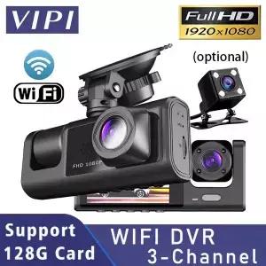 와이파이 3채널 차량용 블랙박스 3방향 녹화 내부 카메라 DVR 레코더 FHD 1080P 비디오 미니