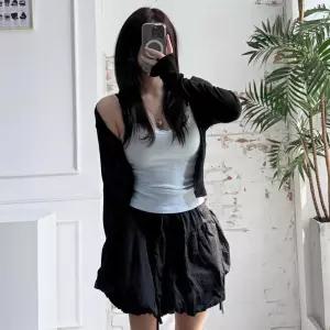 여자 살안타템 슬림 여리 쫀쫀 긴팔 민트코어 가디건
