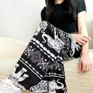 코끼리와이드쿨팬츠고무줄 요가 아이스 밴딩 나팔 밴딩팬츠 여성 여성