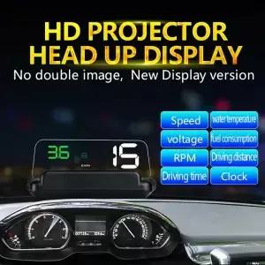 자동차 헤드 업 디스플레이 C500 자동 obd2 hud 앞 유리 속도계 프로젝터 rpm 수온 전압 연료 과속 알람