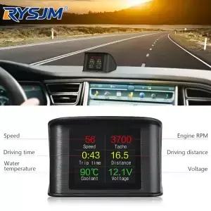 P10 OBD2 HUD 스마트 디지털 미터 헤드업 디스플레이 속도계 게이지 과속 경보 엔진 고장 코드 자동차 진단