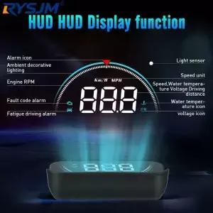 자동차 헤드업 디스플레이 M8 OBD2 HUD 앞유리 프로젝터 디지털 속도계 수온 전압 과속 경고 시스템 부품