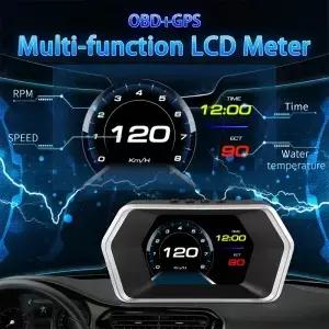 OBD2 HUD GPS 헤드업 디스플레이 타코미터 냉각수 온도 터보 부스트 디지털 자동차 속도계 듀얼 시스템