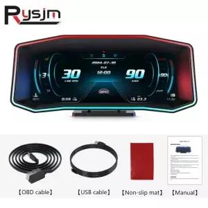 최신 헤드업 디스플레이 자동 OBD2 GPS 스마트 자동차 HUD 게이지 디지털 속도계 주행 거리계 경사 계량기