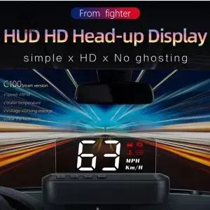 HUD 헤드업 디스플레이 자동 OBD2 자동차 속도 프로젝터 RPM KMH MPH 속도계 디지털 경보 수온 C100