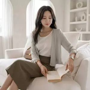 [스타일라떼]가디건 스타일 쉬폰 여름 훌 숏 자켓 드레이프 슬림 크롭 재킷