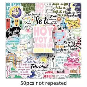 50PCS 스페인어 만화 스티커 영감을 주는 문구 낙서 스티커 노트북 기타 자전거 스케이트보드 장식 DIY 장