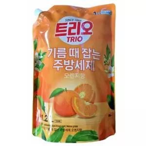 쿨샵 트리오 기름때 잡는 주방세제 오렌지향 리필 1.2리터