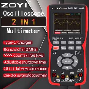 ZOYI ZT-702S 2 In 1 디지털 오실로스코프 멀티미터 48MSas 샘플링 속도 10Mhz 대역폭 9999 True RMS 범용