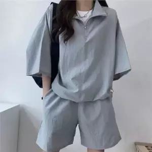 트레이닝 여성 반바지 하프집업 여성 바람막이 상하복 캐주얼 여름