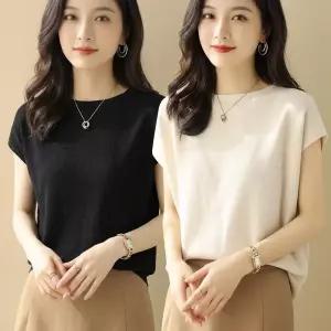 [옷자락] 여자 깔끔한 오피스룩 보트넥 캡소매 니트 티셔츠