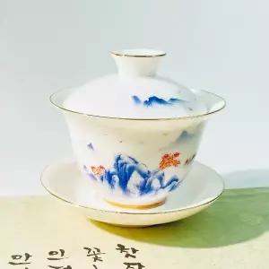 백자 산수화 개완 개완 개합잔 찻잔 140ml 티포트 다기세트 다도구 (WB8192E)