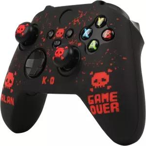 Xbox Series X 무선 컨트롤러와 호환되는 픽셀화된 두개골 스킨 RALAN 프로텍터 케이스 맞춤 엄지 그립 캡