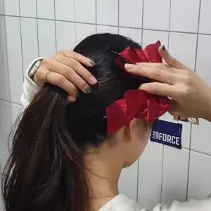 [아우트66]쉬폰 기본 왕리본 바나나핀 리본핀 레드