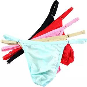 iphree 남성용 조절 가능한 끈 비키니 Thongs G 소프트 실키 버글 파우치 속옷 수영복 팬티