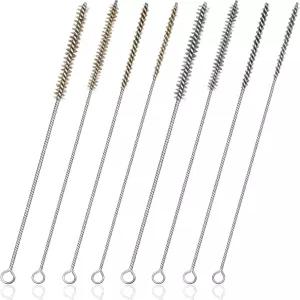 Hadnves 튜브 브러시 키트 8 PCS 황동 와이어 스테인리스 스틸 11.8인치 원형 금속 솔 청소용 배관 심층