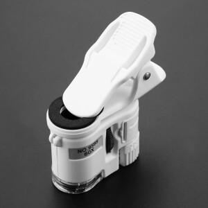 미니 휴대폰 클립 현미경, 9595W 60X 확대경, LED UV 조명,