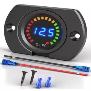 IZTOSS 디지털 전압계 LED 디스플레이가 장착된 방수 12V DC 플레이트 및 배선 포함 보트 자동차 오토바이