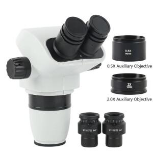 3.35X 6.7X 45X 90X Simul-Focus 동초점 쌍안 스테레오 현미경 헤드 WF10X22mm 정밀 부품 조립용 접안렌즈