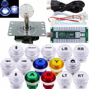 SJJX 아케이드 게임 컨트롤러 USB 인코더 DIY 키트 LED 체리 MX 마이크로스위치 램프 버튼 48방향 게임패드