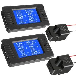 Weewooday 2Pcs 교류 전압 암페어 전력 에너지 패널 미터 80260v 100a LCD 디지털 디스플레이 암미터