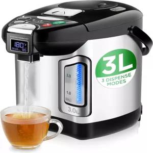 NutriChef 디지털 온수 보일러 및 워머 3L/3.17 Qt 스테인리스 전기 디스펜서 LCD 디스플레이 회전 베이스
