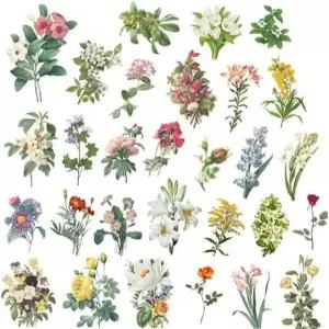 60pcs/세트 빈티지 와시 스티커 복고풍 꽃 장식 DIY 스크랩북 다이어리 앨범 라벨 스틱 클레버 디자인 및