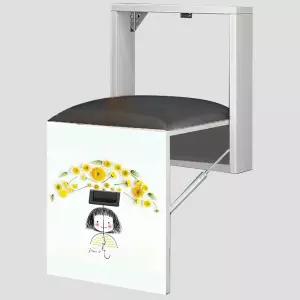 GFXYQPDNV 우드 월 장착 신발 교체용 의자 아트 패널 및 흰색 소프트 쿠션 초박형 6cm 숨겨진 보이지 않는