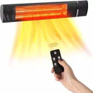 실외용 블랙+데커 벽걸이 적외선 3가지 설정의 1500W 전기 히터 리모컨이 있는 스페이스 최대 160제곱피트