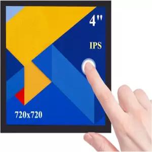 UeeKoo 4인치 DPI LCD 사각형 정전식 터치스크린 라즈베리 파이 5/4B/3B+/2B/제로 W/WH/제로 2W 720x720